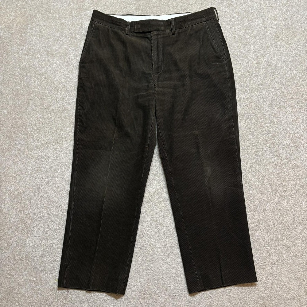 Vtg Polo Ralph Lauren Pants Mens 36x27 Brown Corduroy Preston Chino Pleated 90s